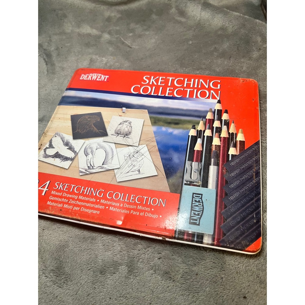 Derwent Sketching Collection 24 Pc Drawing Pencil Art Set Sealed Tin 34306